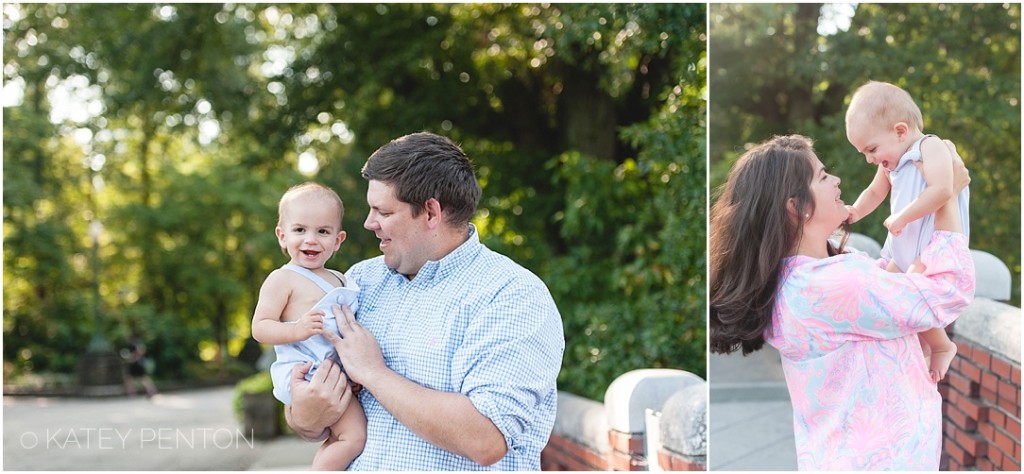 Mom and dad with one year old son, fall portraits Piedmont Park